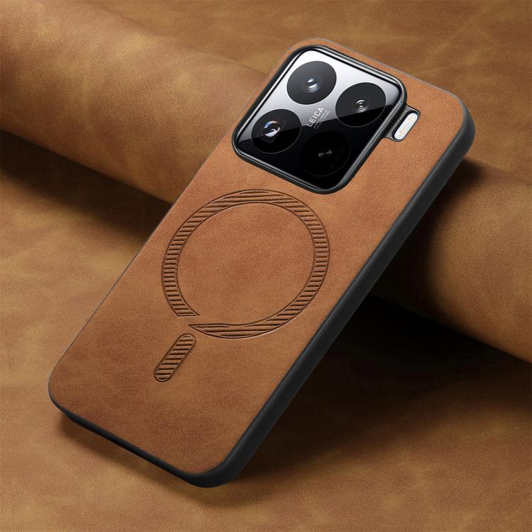 For Xiaomi 15 Pro Solid Color Retro Magsafe PU Back Cover Phone Case