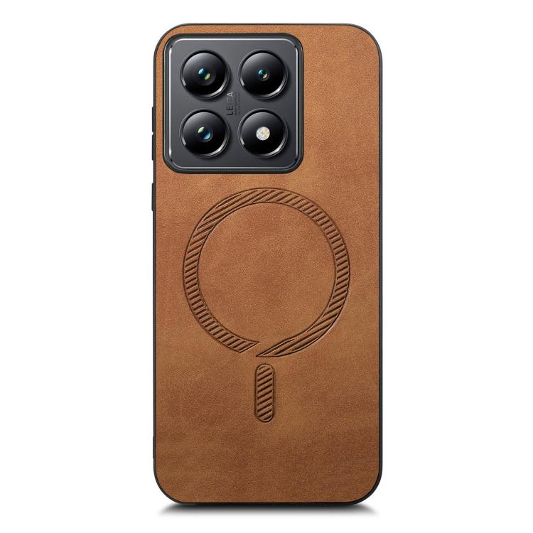 For Xiaomi 14T Solid Color Retro Magsafe PU Back Cover Phone Case