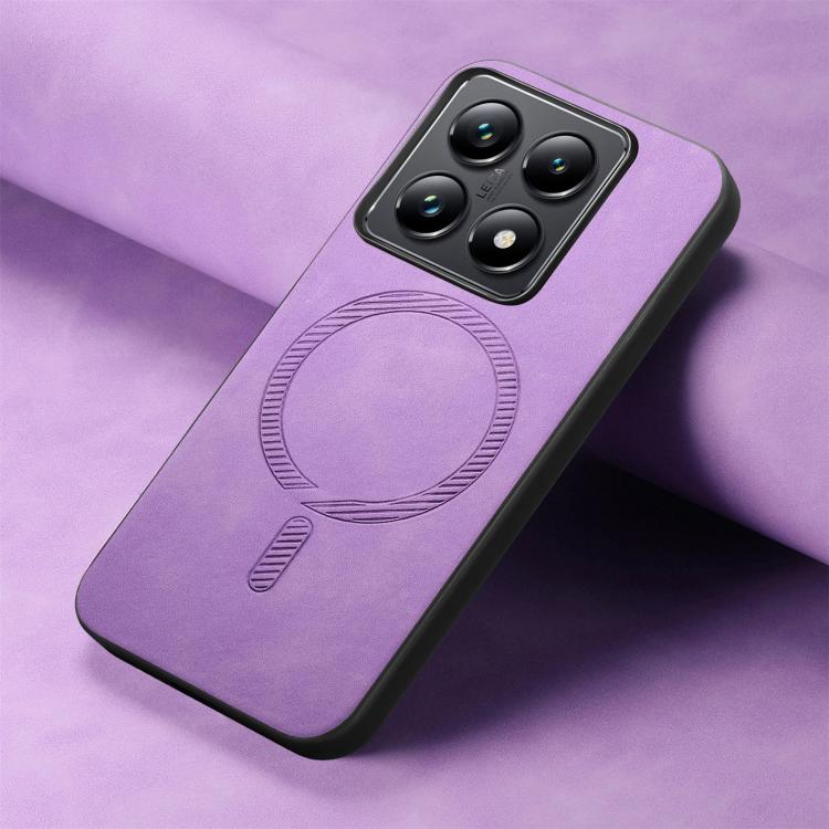 For Xiaomi 14T Pro Solid Color Retro Magsafe PU Back Cover Phone Case