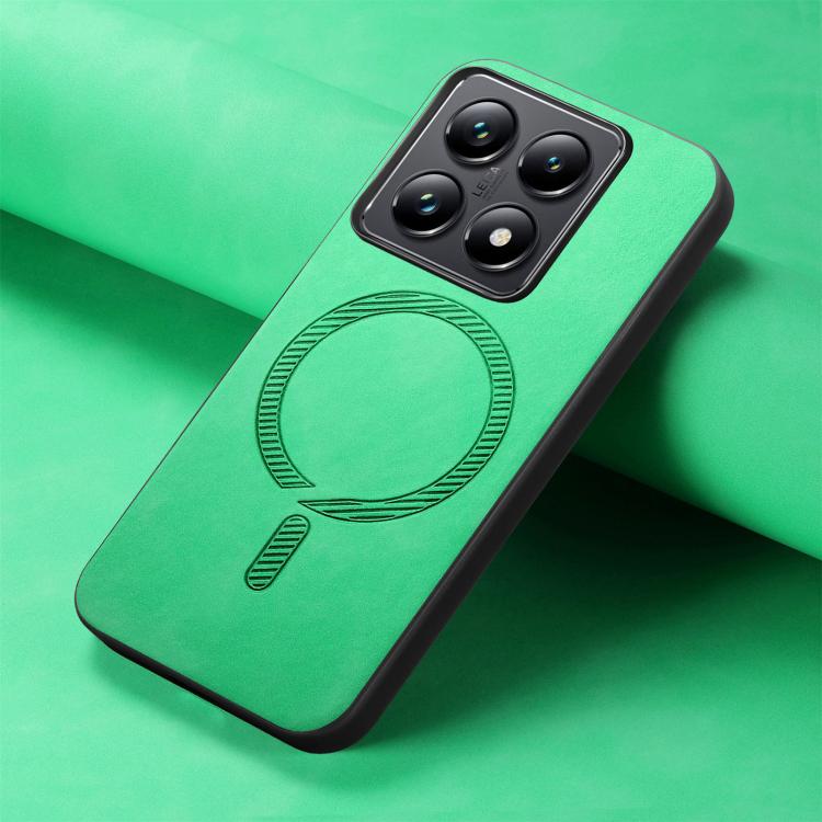 For Xiaomi 14T Pro Solid Color Retro Magsafe PU Back Cover Phone Case