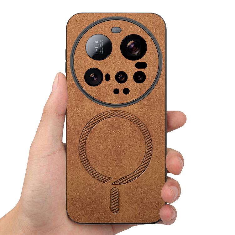 For Xiaomi 15 Ultra Solid Color Retro Magsafe PU Back Cover Phone Case