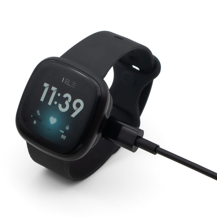 For Fitbit Versa 4 Portable Detachable USB-C / Type-C Interface Smart Watch Magnetic Charger - Black