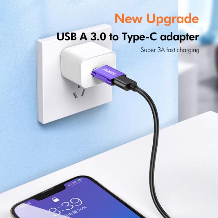 ENKAY ENK-AT119 Aluminium Alloy Male USB 3.0 to Female Type-C Data Adapter Converter Support Fast Charging