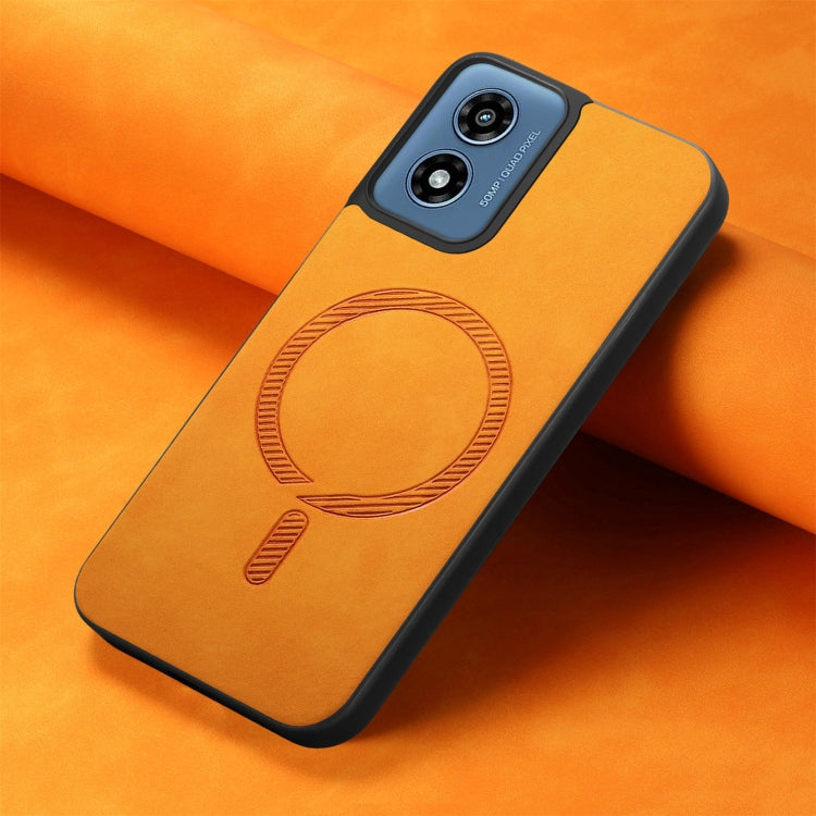 For Motorola Moto G Play 2024 4G Retro Magsafe Magnetic PU Back Cover Phone Case