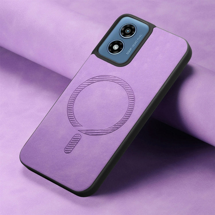 For Motorola Moto G Play 2024 4G Retro Magsafe Magnetic PU Back Cover Phone Case
