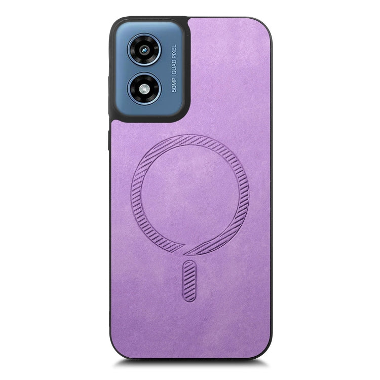 For Motorola Moto G Play 2024 4G Retro Magsafe Magnetic PU Back Cover Phone Case