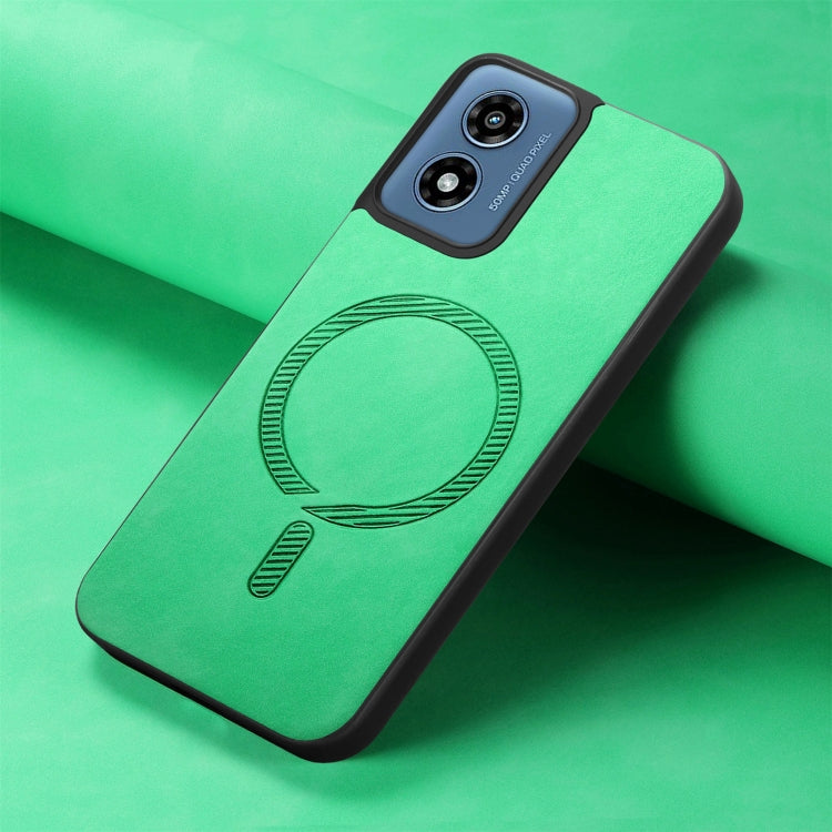 For Motorola Moto G Play 2024 4G Retro Magsafe Magnetic PU Back Cover Phone Case