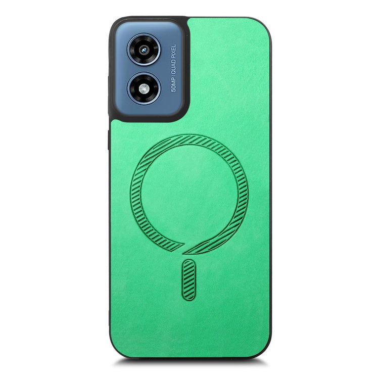 For Motorola Moto G Play 2024 4G Retro Magsafe Magnetic PU Back Cover Phone Case