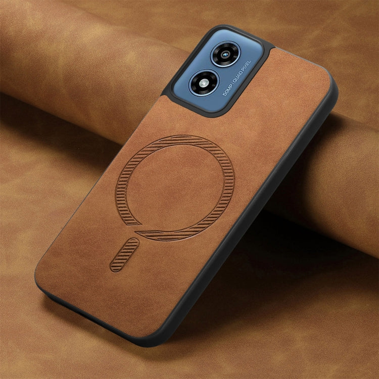 For Motorola Moto G Play 2024 4G Retro Magsafe Magnetic PU Back Cover Phone Case