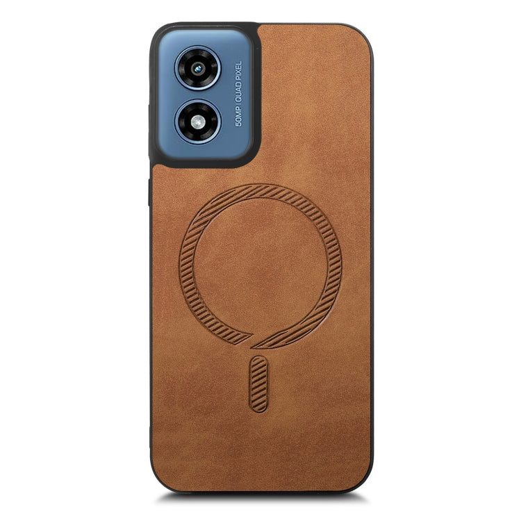 For Motorola Moto G Play 2024 4G Retro Magsafe Magnetic PU Back Cover Phone Case