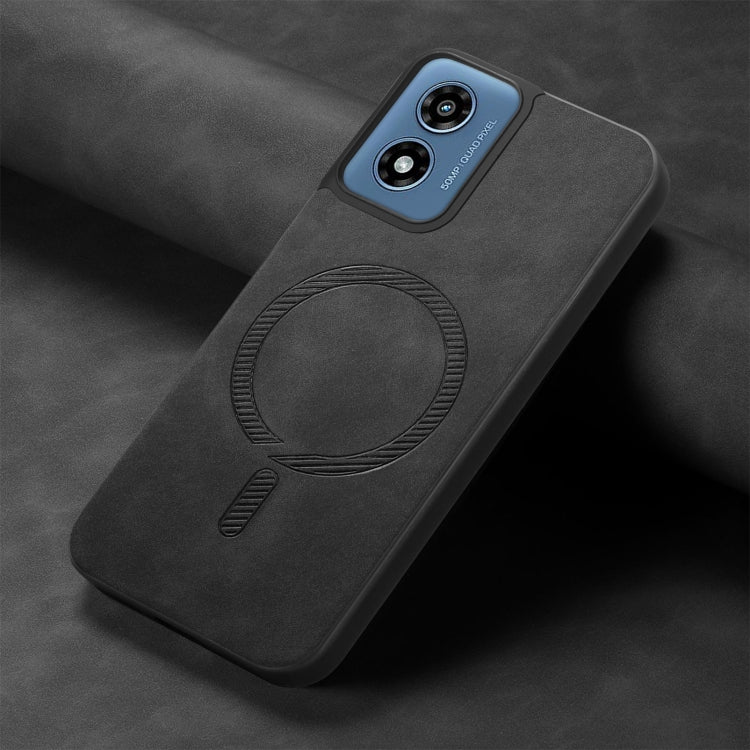For Motorola Moto G Play 2024 4G Retro Magsafe Magnetic PU Back Cover Phone Case
