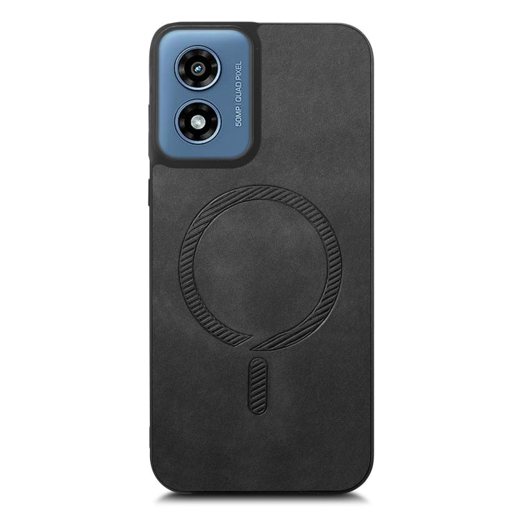 For Motorola Moto G Play 2024 4G Retro Magsafe Magnetic PU Back Cover Phone Case