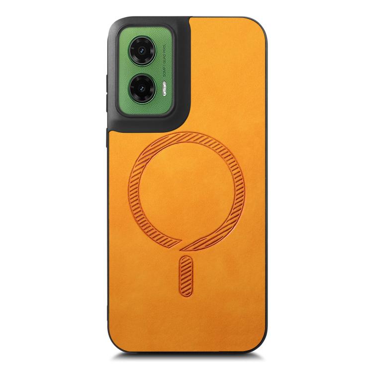 For Motorola Moto G35 Retro Magsafe Magnetic PU Back Cover Phone Case