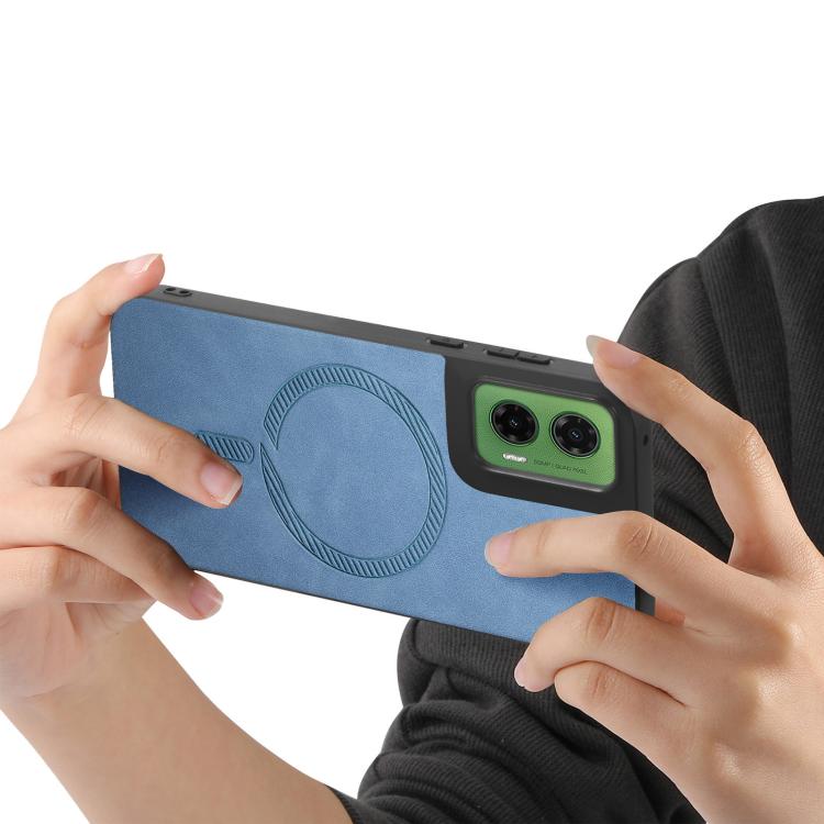 For Motorola Moto G35 Retro Magsafe Magnetic PU Back Cover Phone Case