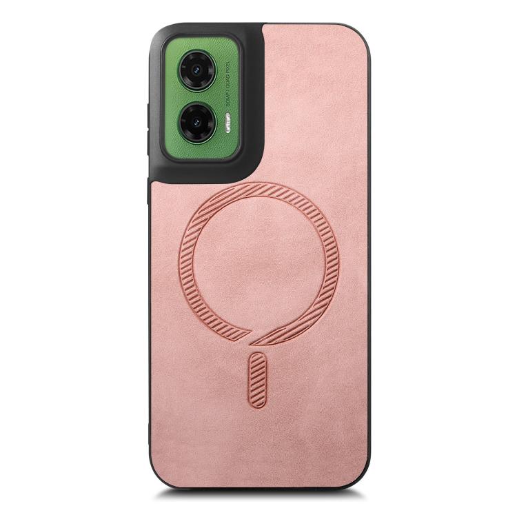 For Motorola Moto G35 Retro Magsafe Magnetic PU Back Cover Phone Case