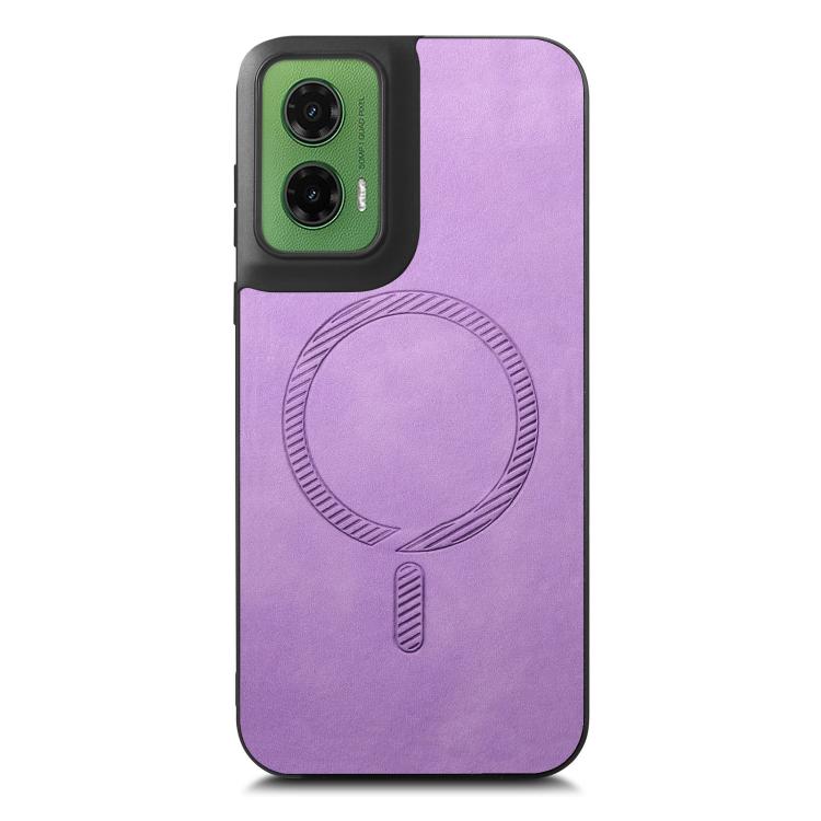 For Motorola Moto G35 Retro Magsafe Magnetic PU Back Cover Phone Case