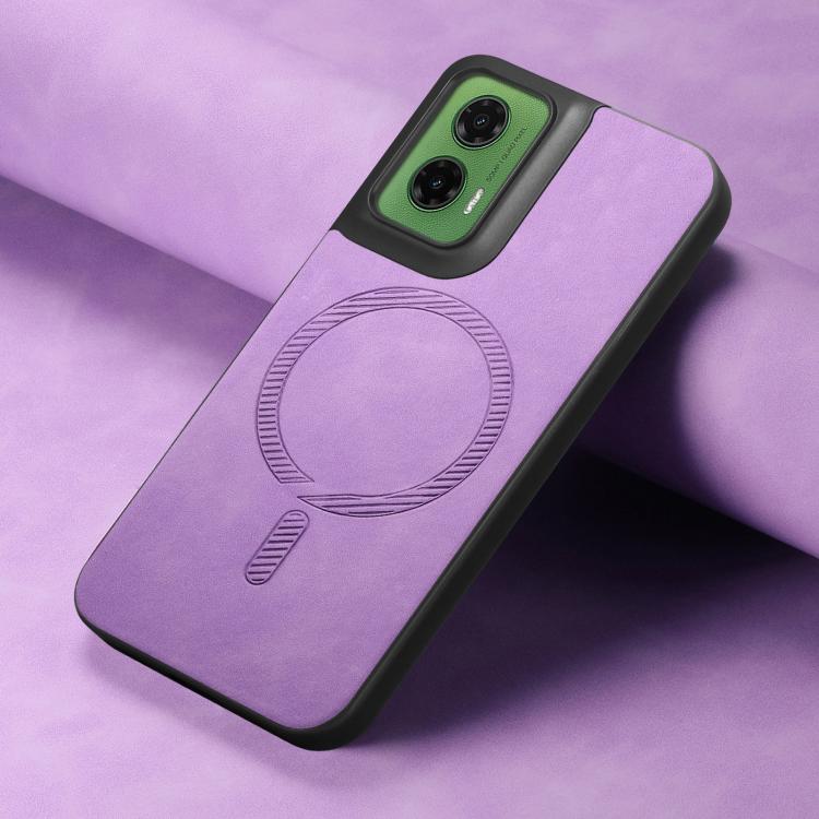For Motorola Moto G35 Retro Magsafe Magnetic PU Back Cover Phone Case