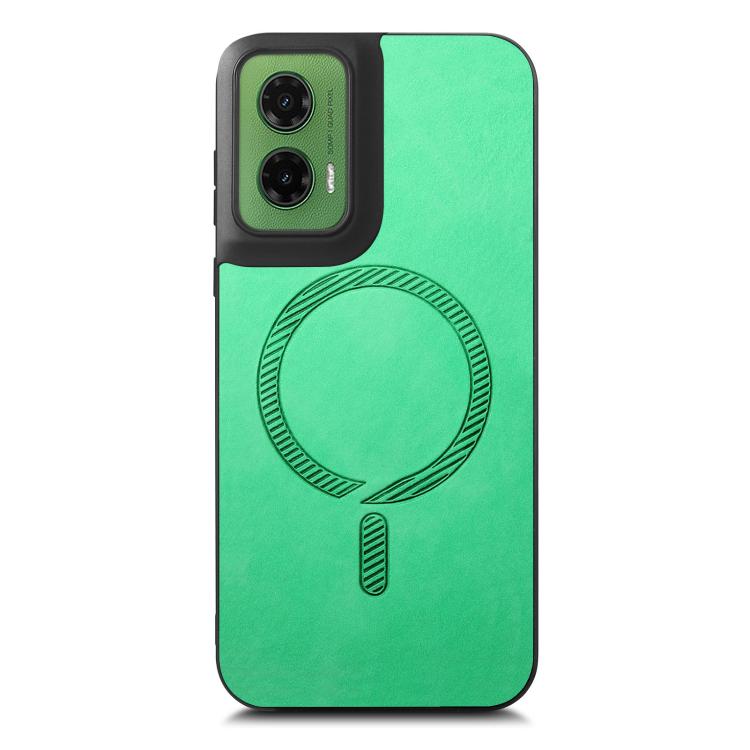 For Motorola Moto G35 Retro Magsafe Magnetic PU Back Cover Phone Case