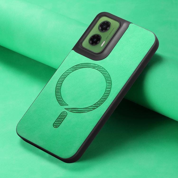 For Motorola Moto G35 Retro Magsafe Magnetic PU Back Cover Phone Case