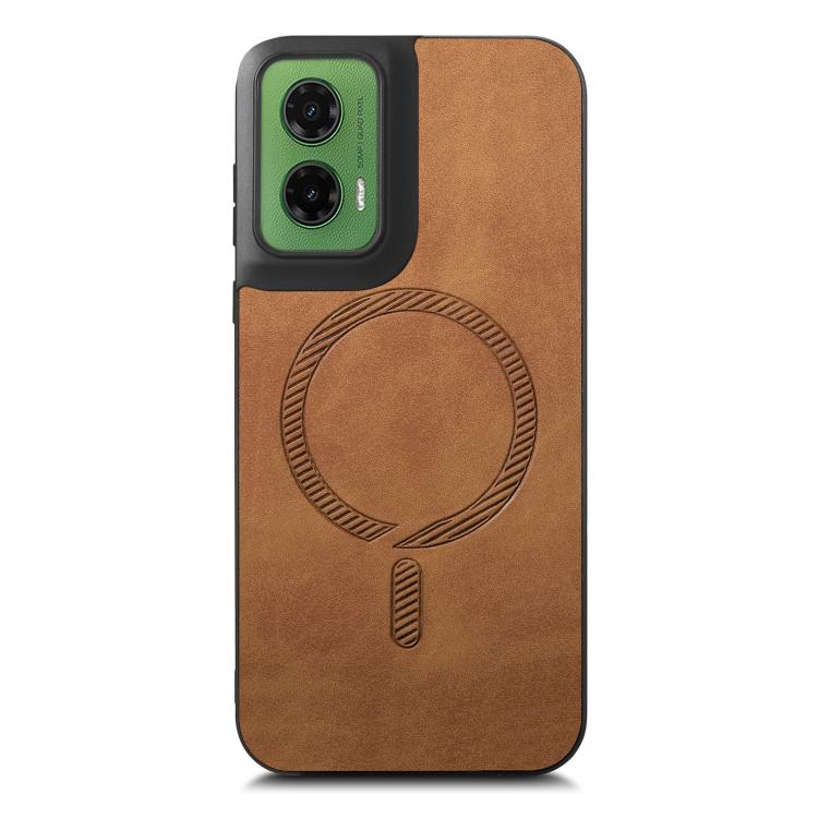 For Motorola Moto G35 Retro Magsafe Magnetic PU Back Cover Phone Case