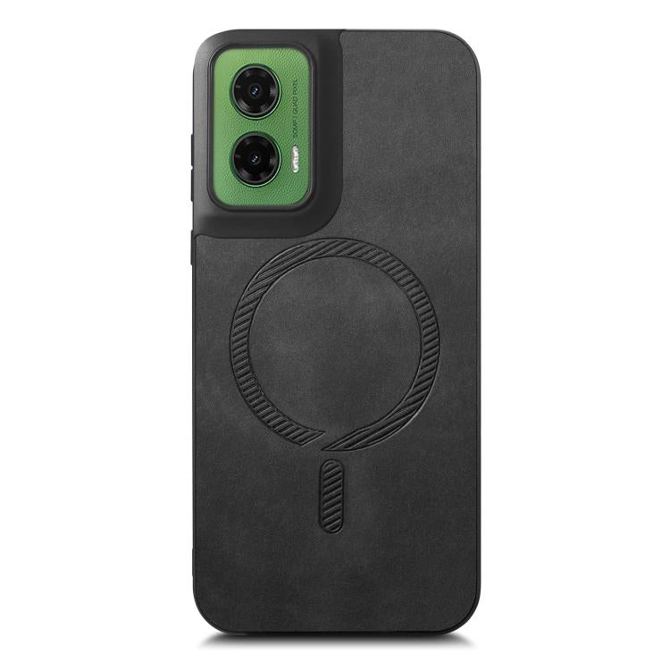 For Motorola Moto G35 Retro Magsafe Magnetic PU Back Cover Phone Case