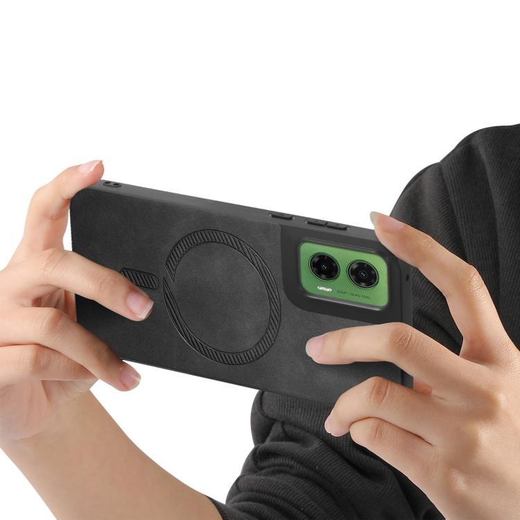 For Motorola Moto G35 Retro Magsafe Magnetic PU Back Cover Phone Case