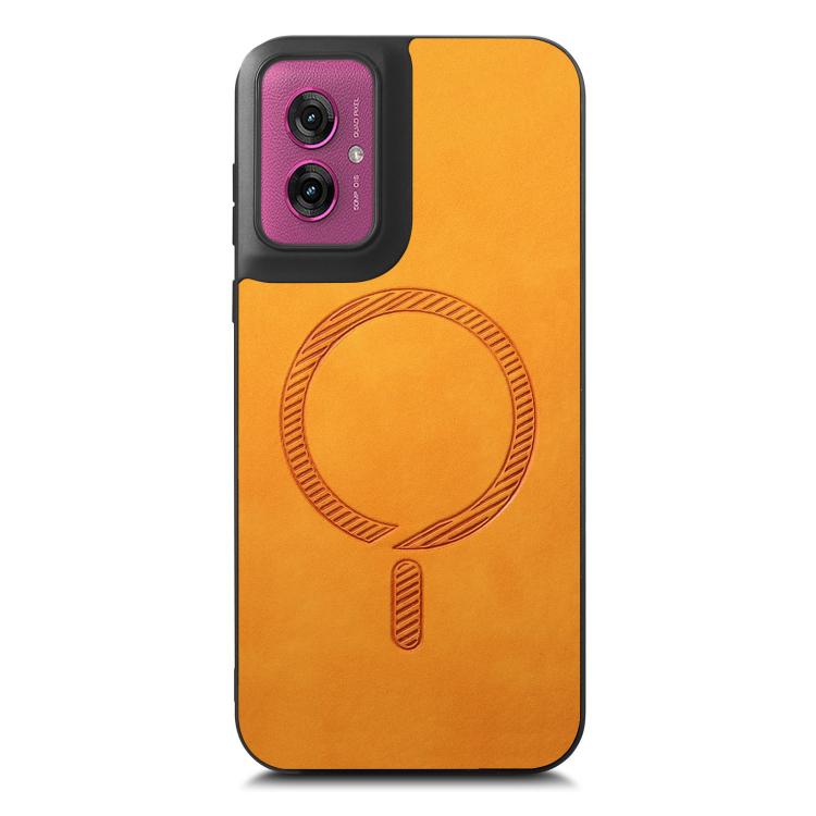 For Motorola Moto G55 Retro Magsafe Magnetic PU Back Cover Phone Case