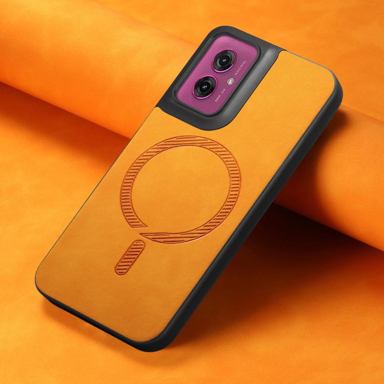 For Motorola Moto G55 Retro Magsafe Magnetic PU Back Cover Phone Case