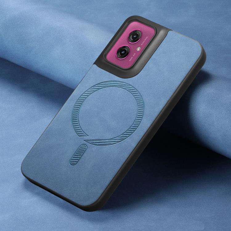 For Motorola Moto G55 Retro Magsafe Magnetic PU Back Cover Phone Case