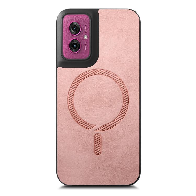 For Motorola Moto G55 Retro Magsafe Magnetic PU Back Cover Phone Case