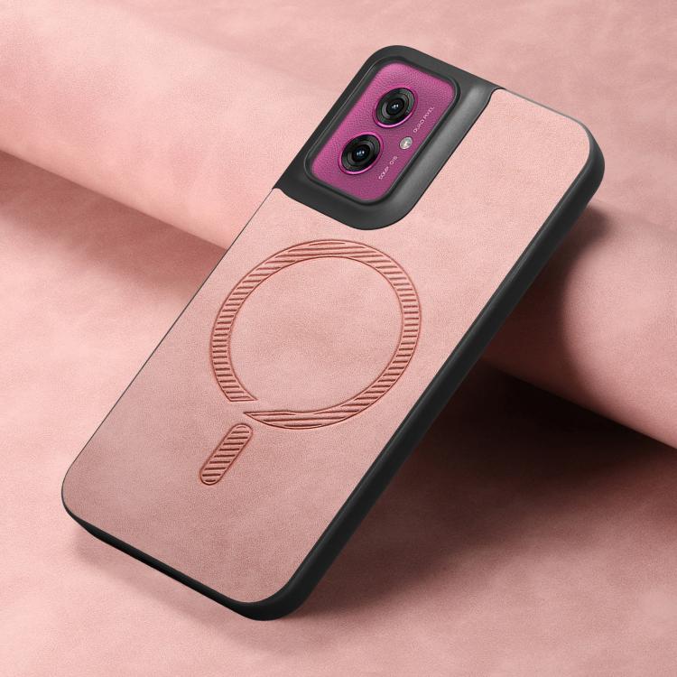 For Motorola Moto G55 Retro Magsafe Magnetic PU Back Cover Phone Case