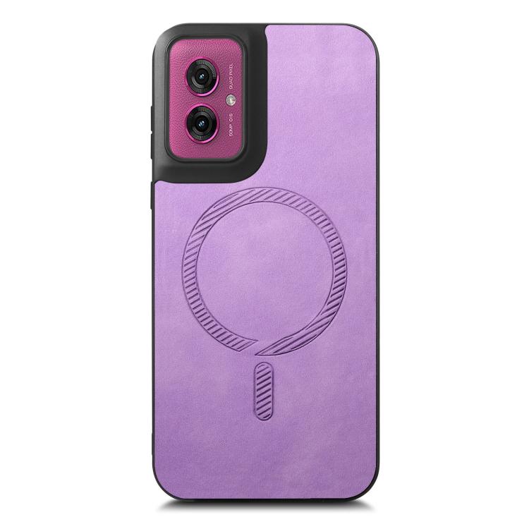 For Motorola Moto G55 Retro Magsafe Magnetic PU Back Cover Phone Case