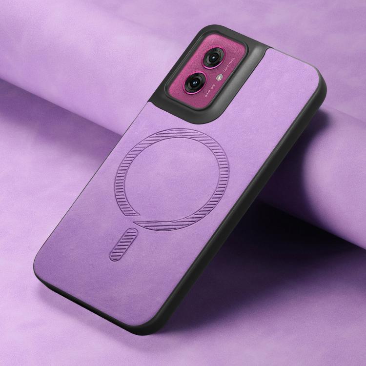 For Motorola Moto G55 Retro Magsafe Magnetic PU Back Cover Phone Case