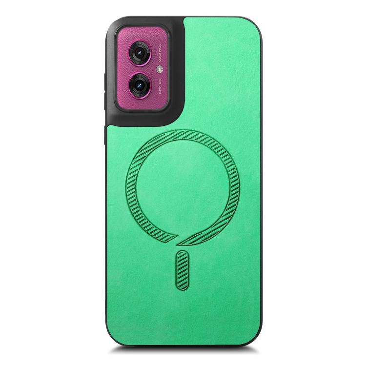 For Motorola Moto G55 Retro Magsafe Magnetic PU Back Cover Phone Case