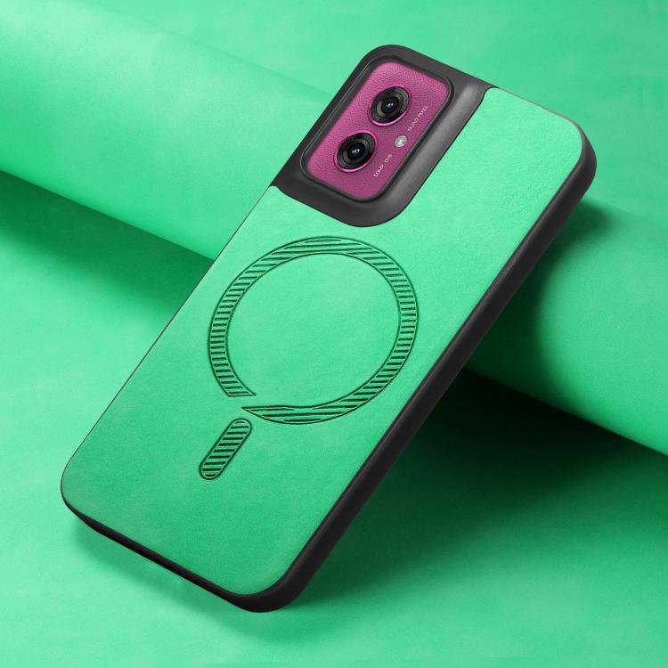 For Motorola Moto G55 Retro Magsafe Magnetic PU Back Cover Phone Case