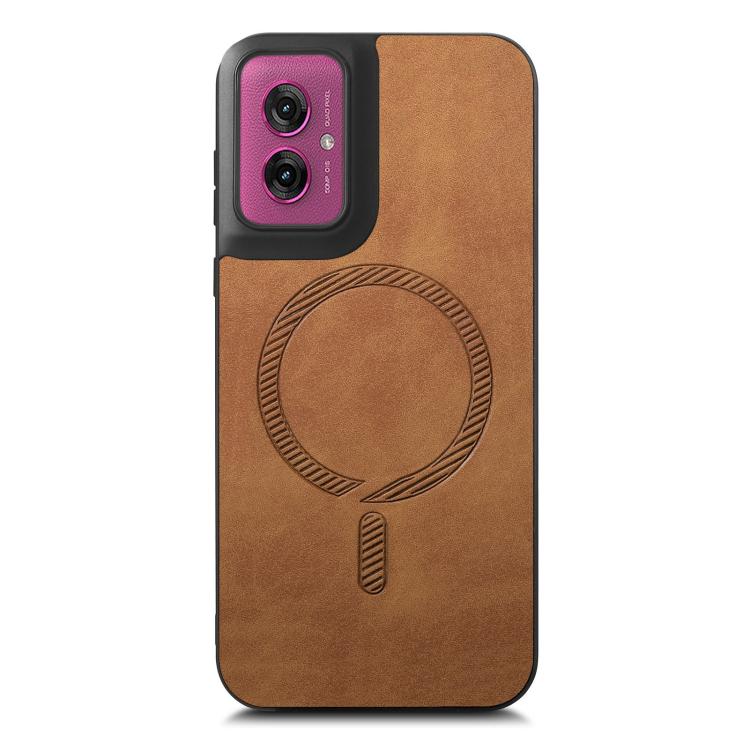 For Motorola Moto G55 Retro Magsafe Magnetic PU Back Cover Phone Case