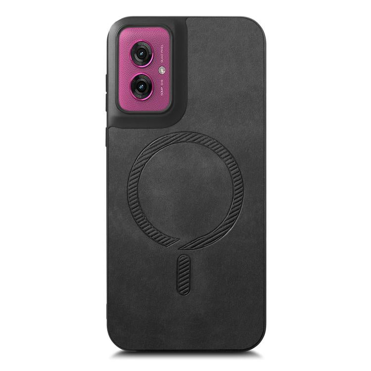 For Motorola Moto G55 Retro Magsafe Magnetic PU Back Cover Phone Case