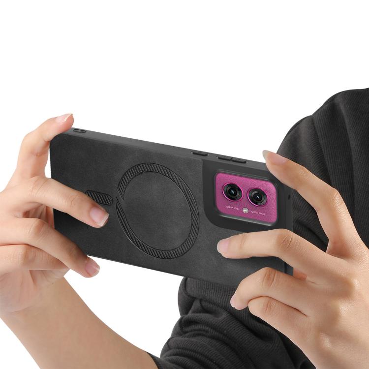For Motorola Moto G55 Retro Magsafe Magnetic PU Back Cover Phone Case