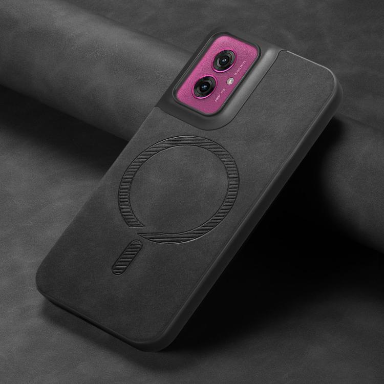For Motorola Moto G55 Retro Magsafe Magnetic PU Back Cover Phone Case