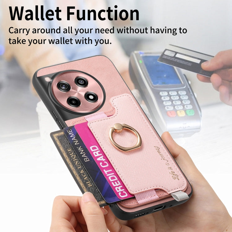 For OnePlus Ace 3 5G / 12R 5G Retro Magsafe Cross Leather Ring Holder Card Bag Phone Case