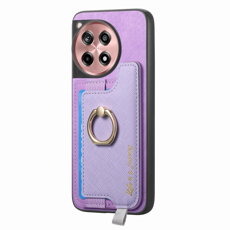 For OnePlus Ace 3 5G / 12R 5G Retro Magsafe Cross Leather Ring Holder Card Bag Phone Case