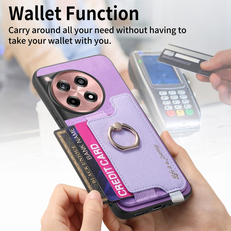 For OnePlus Ace 3 5G / 12R 5G Retro Magsafe Cross Leather Ring Holder Card Bag Phone Case
