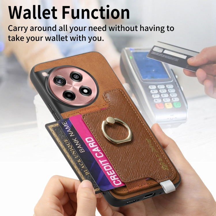 For OnePlus Ace 3 5G / 12R 5G Retro Magsafe Cross Leather Ring Holder Card Bag Phone Case