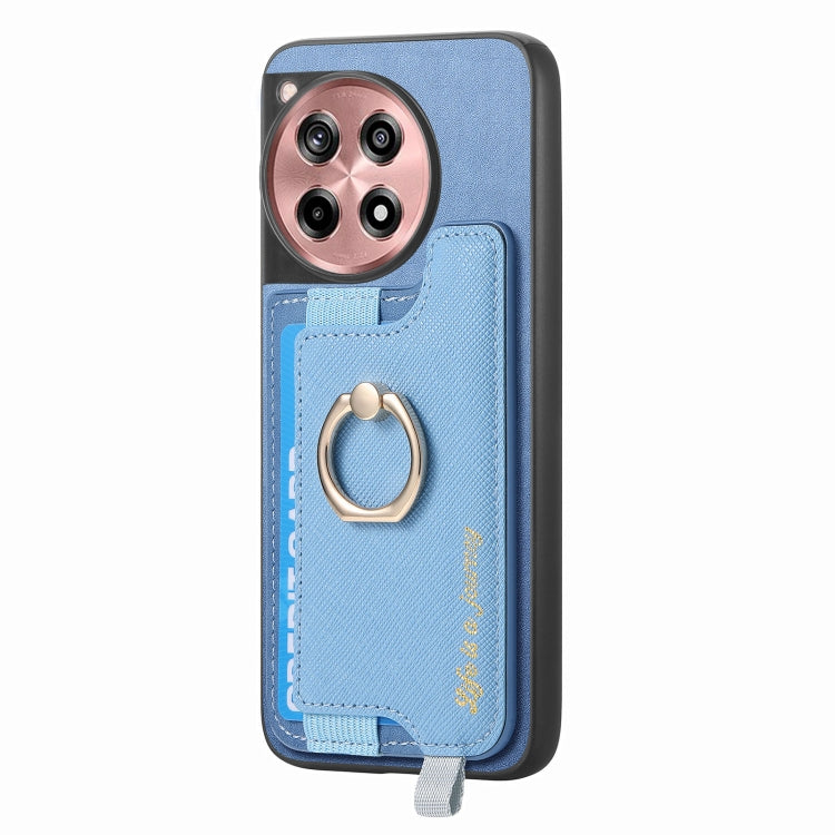 For OnePlus Ace 3 5G / 12R 5G Retro Magsafe Cross Leather Ring Holder Card Bag Phone Case