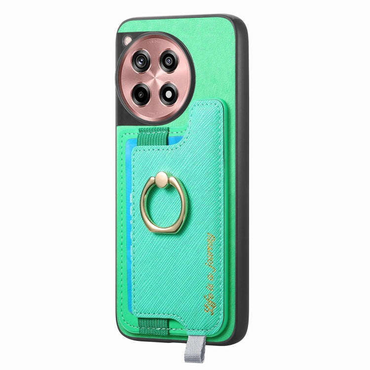 For OnePlus Nord CE4 / Ace 3V Retro Magsafe Cross Leather Ring Holder Card Bag Phone Case