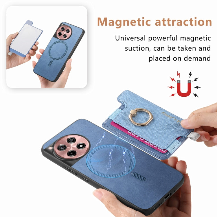 For OnePlus Nord CE4 / Ace 3V Retro Magsafe Cross Leather Ring Holder Card Bag Phone Case
