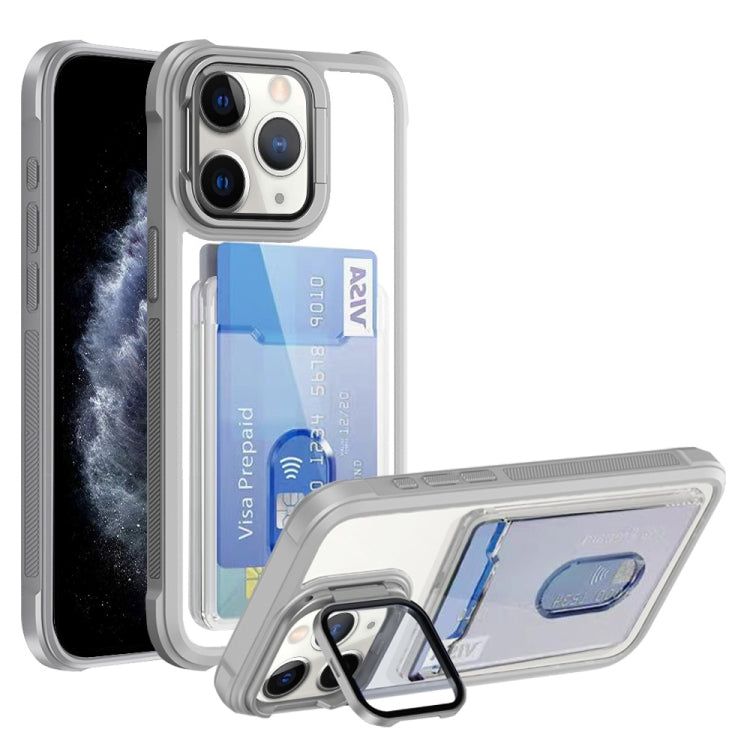 For iPhone 11 Pro Max Card Bag Holder Acrylic Hybrid TPU Phone Case