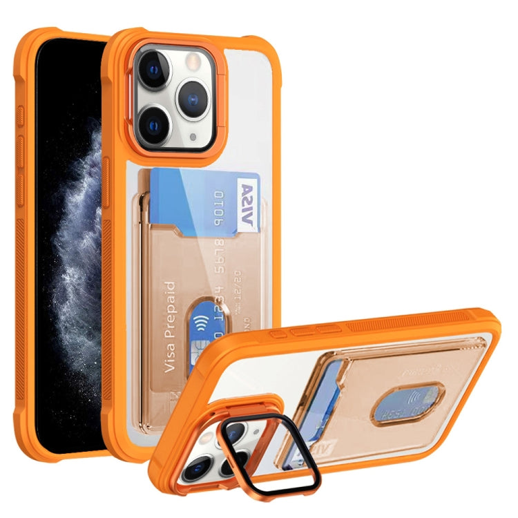 For iPhone 11 Pro Max Card Bag Holder Acrylic Hybrid TPU Phone Case