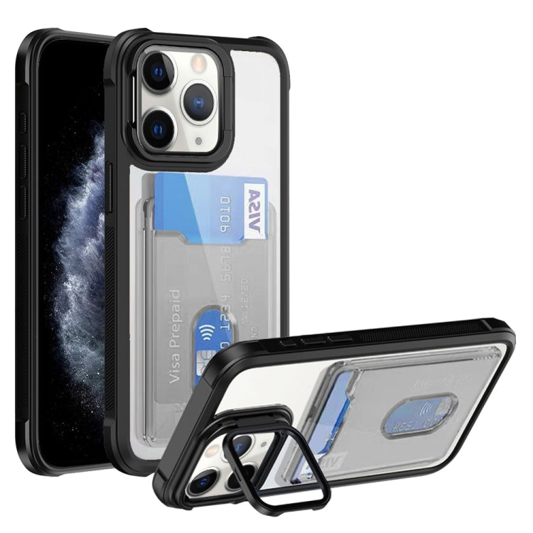 For iPhone 11 Pro Max Card Bag Holder Acrylic Hybrid TPU Phone Case