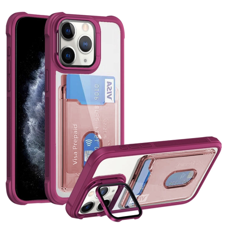 For iPhone 11 Pro Max Card Bag Holder Acrylic Hybrid TPU Phone Case